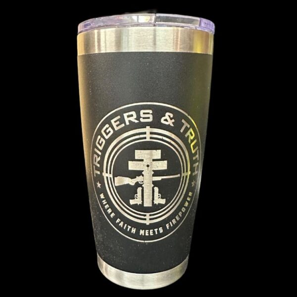 Triggers & Truth - Black engraved tumbler