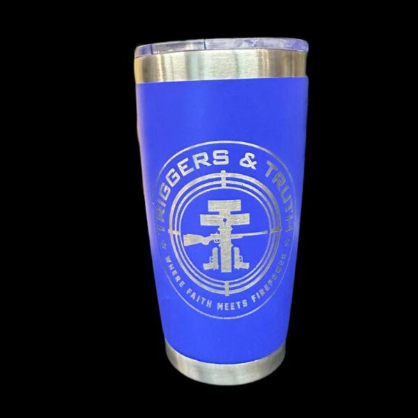 Triggers & Truth - Bright Blue Engraved Tumbler