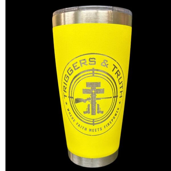 Triggers & Truth - Yellow engraved tumbler