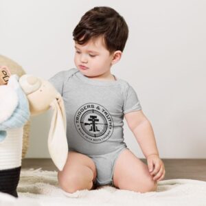 baby short sleeve one piece athletic heather front