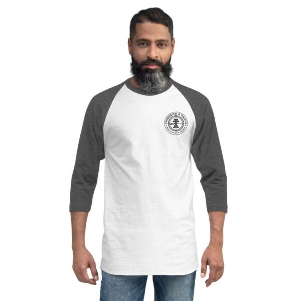 unisex 34 sleeve raglan shirt white heather charcoal front