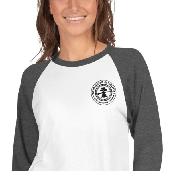 unisex 34 sleeve raglan shirt white heather charcoal zoomed-in-