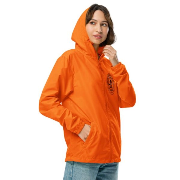 unisex lightweight zip up windbreaker safety orange right front