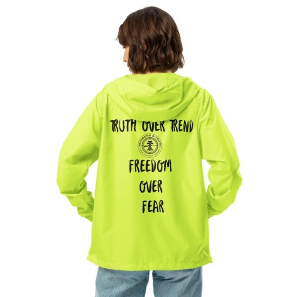 unisex lightweight zip up windbreaker safety yellow back