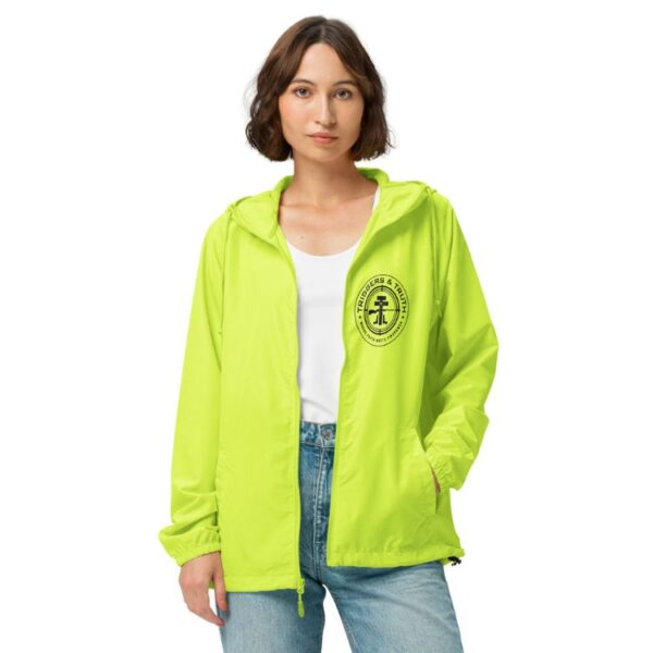 unisex lightweight zip up windbreaker safety yellow front