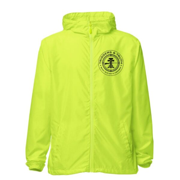 unisex lightweight zip up windbreaker safety yellow front1