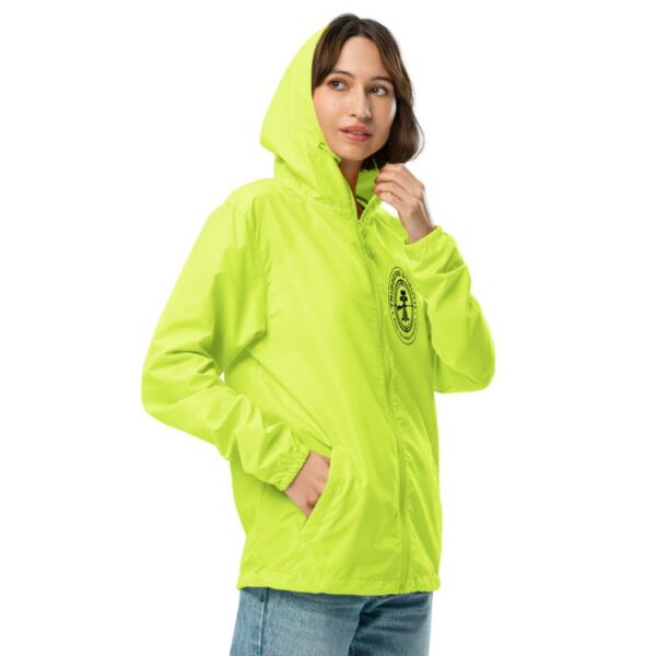 unisex lightweight zip up windbreaker safety yellow right front