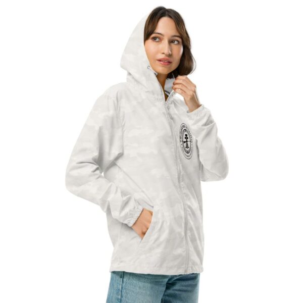 unisex lightweight zip up windbreaker white camo right front