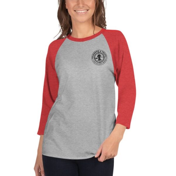 unisex sleeve raglan shirt heather grey heather red front