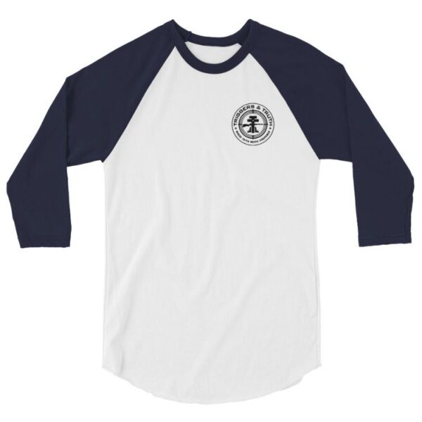 unisex sleeve raglan shirt white navy front