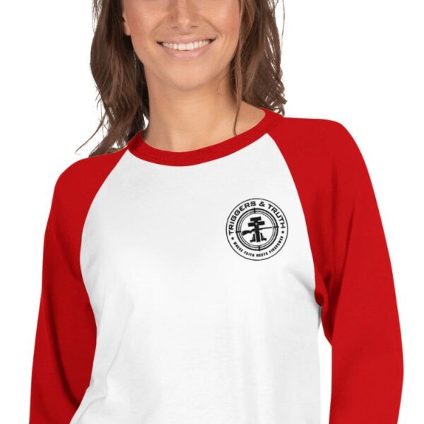 unisex sleeve raglan shirt white red front