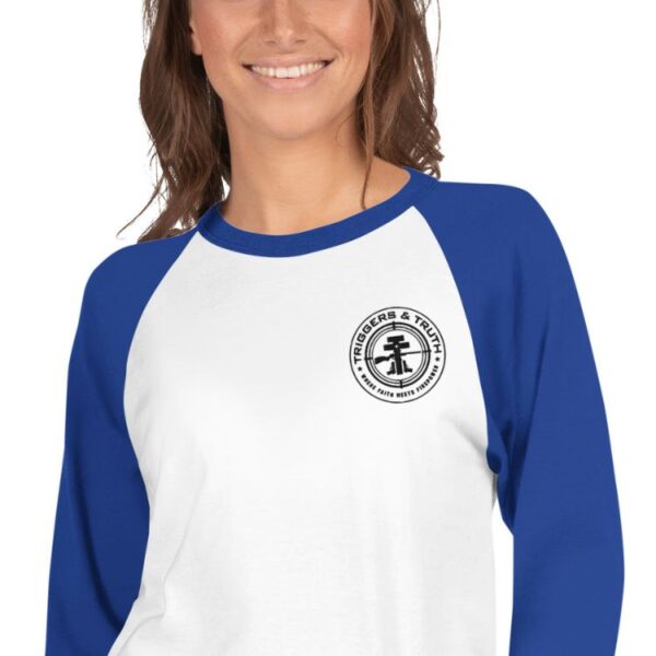 unisex sleeve raglan shirt white royal zoomed in